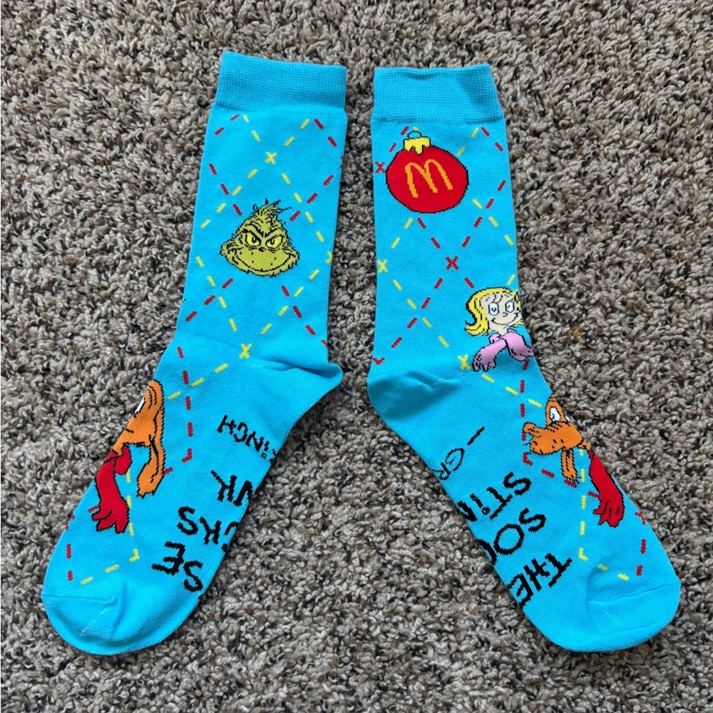 NWOT Blue Grinch Socks
